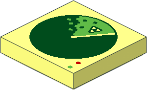 Tile  2 x  2 with Dark Green Radar Screen with Blacktron Logo Blip and Red and Bright Green Lights Pattern