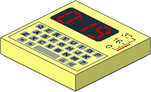 Tile  2 x  2 with '0:19' Display and 28-Key 'QERYUIOP' Keyboard Pattern