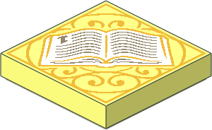 Tile  2 x  2 with Open Book and Gold Scrollwork Pattern