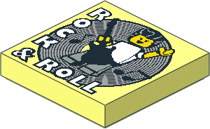 Tile  2 x  2 with "Rock & Roll", Guitarist and Record Pattern