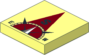 Tile  2 x  2 with Compass South in Dark Red Pointer Pattern