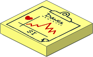 Tile  2 x  2 with Red Heart and Chart Line and Black "Dawes" and "SI" Pattern on Clipboard Pattern