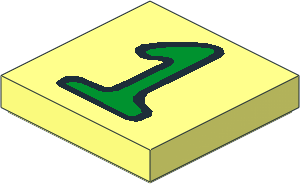 Tile  2 x  2 with Fabuland "1" Green Pattern