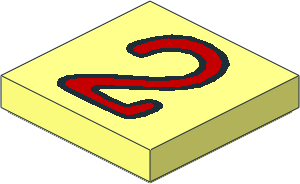 Tile  2 x  2 with Fabuland "2" Red Pattern