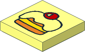 Tile  2 x  2 with Fabuland Cake, Icing and Red Cherry Pattern