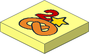 Tile  2 x  2 with Fabuland Pretzel, "2" and Star Pattern