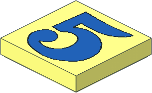 Tile  2 x  2 with "5" Blue Pattern