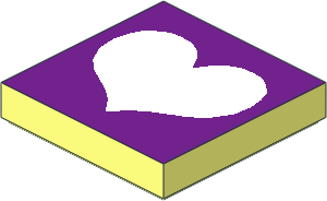 Tile  2 x  2 with White Heart on Purple Pattern