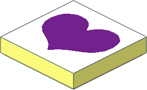 Tile  2 x  2 with Purple Heart on White Pattern