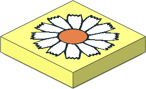 Tile  2 x  2 with Brown and White Flower with 12 Petals Pattern