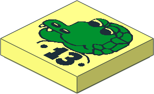 Tile  2 x  2 with Fabuland Crocodile Head and "13" Pattern