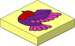 Tile  2 x  2 with Red, Purple, Bright Purple Flying Bird Pattern