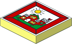 Tile  2 x  2 with Fabuland House in Frame Pattern