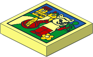 Tile  2 x  2 with Fabuland House and Cat Pattern