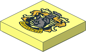 Tile  2 x  2 with Groove with HP "HUFFLEPUFF" House Crest Pattern