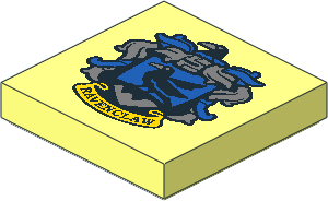 Tile  2 x  2 with Groove with HP "RAVENCLAW" House Crest Pattern