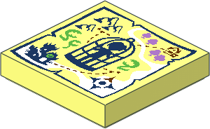 Tile  2 x  2 with Map with Minidoll in Birdcage Pattern