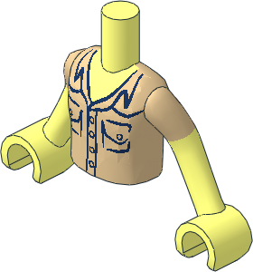 Figure Friends Boy Torso with Arms with Tan Shirt with Breast Pockets Pattern