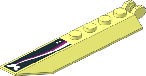 Hinge Plate  1 x  8 with Angled Side Extensions and Rounded Underside Frame with Butterfly, Ribbon and Two White Dots Sticker