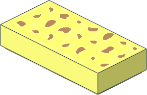 Tile 1 x 2 with Bright Light Yellow and Medium Nougat Focaccia Bread Pattern