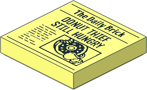 Tile  2 x  2 with Newspaper "The Daily Brick" and "DONUT THIEF STILL HUNGRY" Pattern