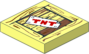 Tile  2 x  2 with Red "TNT" Label on Wood Grain Pattern