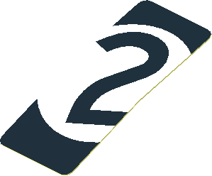 Sticker  1.8 x  0.8 with Black Number 2 in White Disc on Black Background (Formed)