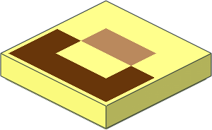 Tile  2 x  2 with Medium Nougat Rectangle and Reddish Brown U-Form Pattern