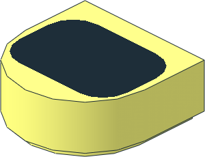 Tile  1 x  1 with Rounded End with Black Rectangle with Rounded Corners Pattern