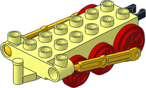 Duplo Train Steam Engine Base  4 x  6 with Yellow Pushrod and 3 Axles with Red Wheels
