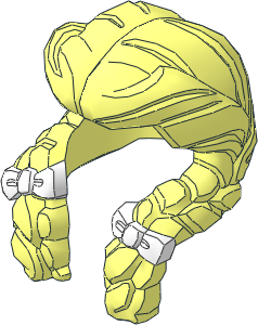 Minifig Hair Female Parted in Center, Two Braids Hanging in Front with White Bows Pattern