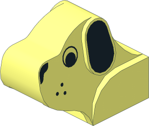 Animal Dog Head  2 x  3 x  2.333 with Black Ears, Nose and Eyes Pattern