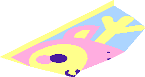 ~Tile  1 x  1 with Bright Pink Reindeer Face on Bright Light Blue Background Pattern - Half ~Tile  1 x  1 with Bright Pink Reindeer Face on Bright Light Blue Background Pattern - Half