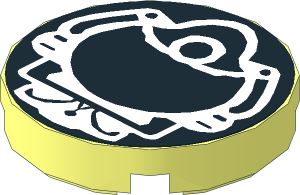 Tile  2 x  2 Round with Heat Sensitive UFO Alien Head Sticker