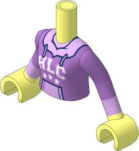 Figure Friends Girl Torso with Arms with Medium Lavender Hoodie with Lavender Kangaroo Pocket and Hood and White 'HLC' and Stars Pattern