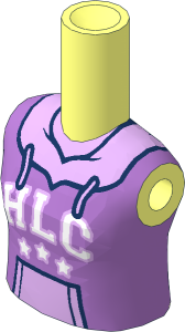 Figure Friends Girl with Medium Lavender Hoodie with Lavender Kangaroo Pocket and Hood and White 'HLC' and Stars Pattern