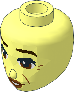 Figure Friends Head with Dark Brown Eyebrows, Black Eyelashes, Reddish Brown Eyes and Dark Orange Lips and Cheek Lines and Wrinkles Pattern