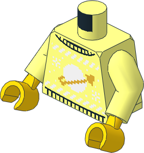Minifig Torso with Arms and Hands with Holiday Sweater with Snowflakes and White and Gold Classic Space Logo Pattern