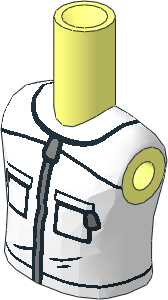 Figure Friends Boy Torso with White Jacket with Silver Zippers and Orange Beekeeper Logo on Back Pattern Figure Friends Boy Torso with White Jacket with Silver Zippers and Orange Beekeeper Logo on Back Pattern