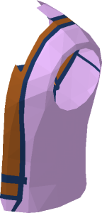 ~Figure Friends Boy Torso Lavender Shirt Open over Orange Undershirt, Dark Orange Suspenders and Necklace Half Pattern