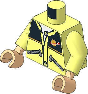 Minifig Torso with Arms and Light Nougat Hands with Jacket, Zippered Pockets and Classic Space Logo Pattern