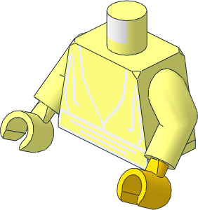 Minifig Torso with Arms and Yellow Left Hand with SW Jedi Robes and Sash Pattern