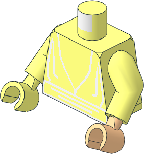 Minifig Torso with Arms and Light Nougat Left Hand with SW Jedi Robes and Sash Pattern