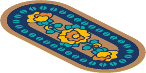 Sticker  1.8 x  3.8 Oval Bedside Rug with Flowers