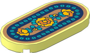 Tile  2 x  4 with Rounded Ends with Bedside Rug with Flowers Sticker