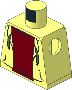 Minifig Torso with Hooded Sweatshirt Open with Drawstrings over Dark Red Top Pattern