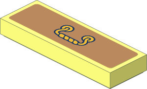 Tile  1 x  3 with Medium Nougat Drawer Front with Ornamented Gold Handle Sticker