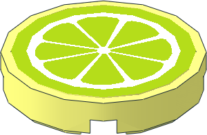 Tile  2 x  2 Round with Round Underside Stud with Lime Fruit Slice Sticker