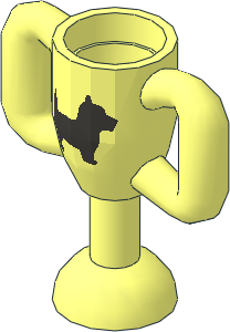 Minifig Trophy Cup  2.4L with Metallic Dark Grey Terrier Dog Pattern