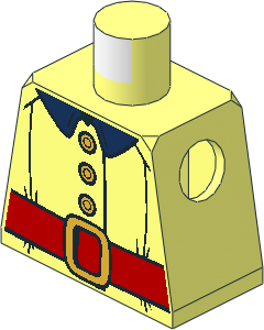 Minifig Torso with Jacket with Gold Buttons, Red Belt with Buckle and Dark Blue Collar Pattern